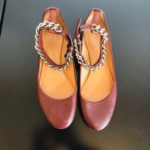 Celine Chain Strap Burgundy Ballet Flats